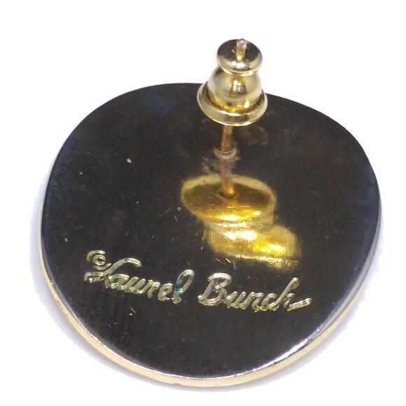 Laurel Burch Metallic Red & Purple Earrings, Gold Plated, 1980s Vintage - Picture 6 of 10